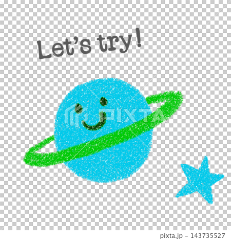 The words "Let's try" and an illustration of a planet. The words "Let's try" and an illustration of a planet. 143735527