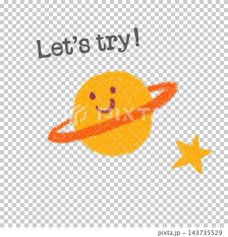 The words "Let's try" and an illustration of a planet. The words "Let's try" and an illustration of a planet. 143735529
