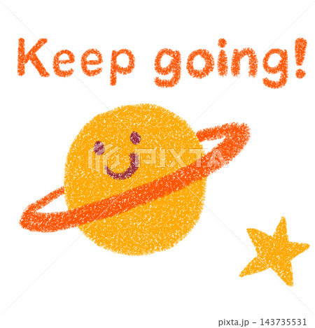 Keep goingの文字と惑星のイラスト Keep goingの文字と惑星のイラスト 143735531