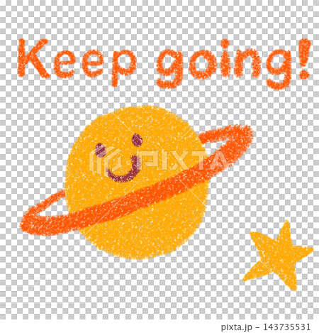 Keep goingの文字と惑星のイラスト Keep goingの文字と惑星のイラスト 143735531
