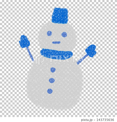 青いマフラーをした雪だるま 青いマフラーをした雪だるま 143735636