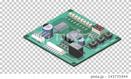 [Isometric Material] Square Electronic Circuit Board (Printed Circuit Board) Transparent PNG 143735944