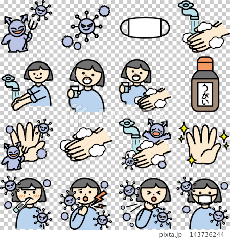 Virus, cold, feeling unwell, handwashing, gargling, infection prevention (illustration) Virus, cold, feeling unwell, handwashing, gargling, infection prevention (illustration) 143736244