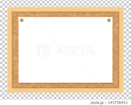 Corkboard and paper pinned with thumbtacks Corkboard and paper pinned with thumbtacks 143736451
