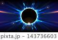 Abstract futuristic glowing blue solar eclipse background with light rays 143736603