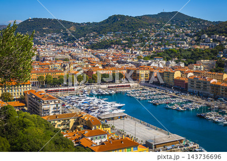 View of Port Lympia with luxury yachts in Nice, France View of Port Lympia with luxury yachts in Nice, France 143736696