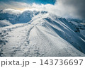 Amazing winter mountain ridge covered with deep snow 143736697