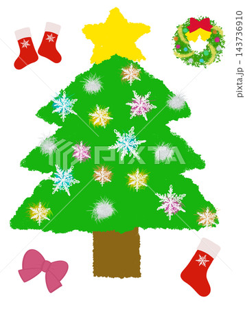 カラフルなクリスマスツリーのイラスト カラフルなクリスマスツリーのイラスト 143736910
