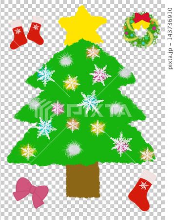 カラフルなクリスマスツリーのイラスト カラフルなクリスマスツリーのイラスト 143736910