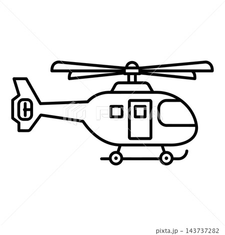 Helicopter illustration with rotor blades and landing gear Helicopter illustration with rotor blades and landing gear 143737282