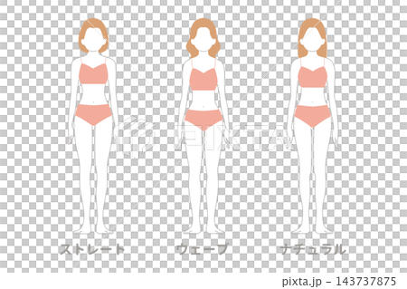 骨格診断　女性　3タイプ　主線なし　ピンク 143737875