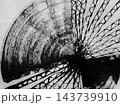 墨で描いた回転しながら拡散する様なイメージの絵、墨と筆による掠れた表現のスピード感のあるドローイング 143739910