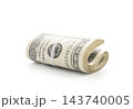 Pack of dollars rolled with a rubber band isolated 143740005