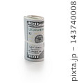Pack of dollars rolled with a rubber band isolated 143740008