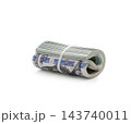 Pack of dollars rolled with a rubber band isolated 143740011