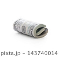 Pack of dollars rolled with a rubber band isolated 143740014
