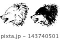【ベクター】力強く吠える狼の横顔の墨絵イラスト チームロゴ・和風素材 143740501