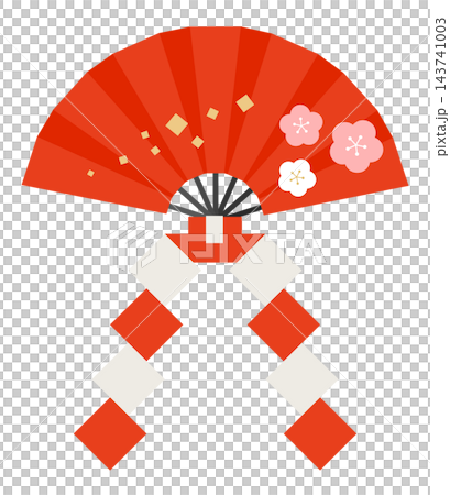 一款華麗的紅白新年裝飾品,以梅花和扇子為主題。 一款華麗的紅白新年裝飾品,以梅花和扇子為主題。 143741003