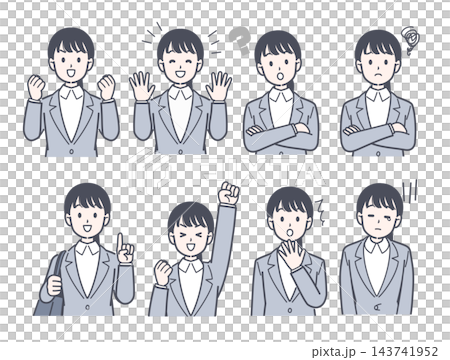一個女人在一套西裝的插圖集 143741952