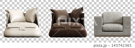 armchair isolate on a transparent background, comfortable furniture for home interior, 3D illustration, cg render armchair isolate on a transparent background, comfortable furniture for home interior, 3D illustration, cg render 143742365