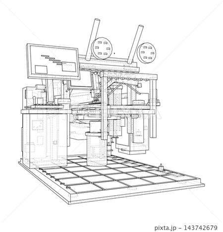Futuristic medical bay technical line. Vector 143742679