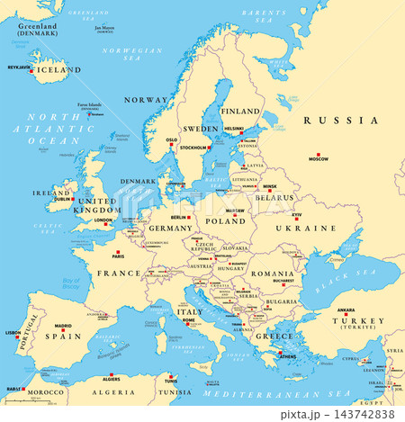 Europe, political map of a continent with...のイラスト素材 [143742838] - PIXTA