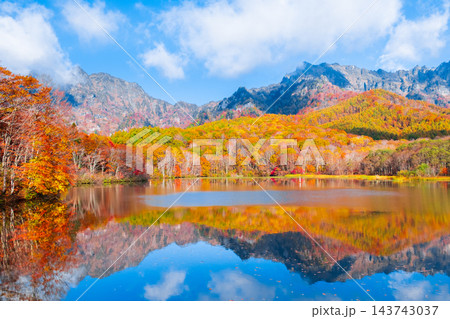 鏡池と戸隠山（秋） 143743037