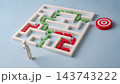 Business strategy and problem solving through maze toward target while avoiding wrong paths 143743222