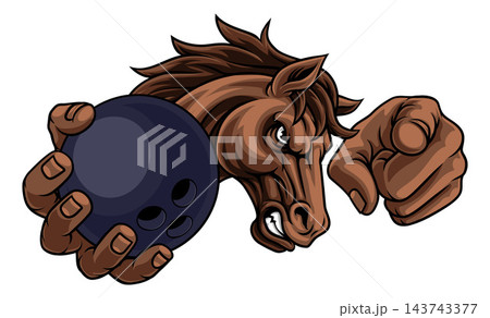 Horse Mustang Stallion Bowling Sports Team Mascot Horse Mustang Stallion Bowling Sports Team Mascot 143743377
