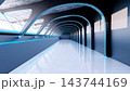 Futuristic empty tunnel with neon blue lighting 143744169