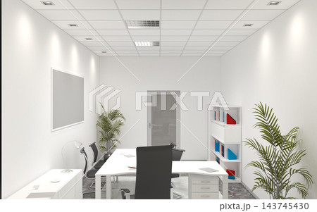 office, interior visualization, 3D illustration office, interior visualization, 3D illustration 143745430