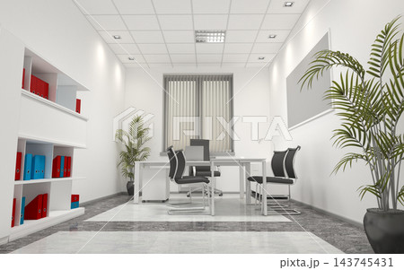 office, interior visualization, 3D illustration office, interior visualization, 3D illustration 143745431
