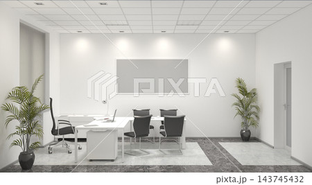 office, interior visualization, 3D illustration office, interior visualization, 3D illustration 143745432