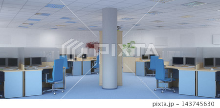 office, interior visualization, 3D illustration office, interior visualization, 3D illustration 143745630