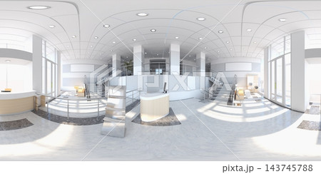 spherical panorama of the interior, 3D illustration spherical panorama of the interior, 3D illustration 143745788