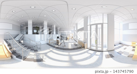 spherical panorama of the interior, 3D illustration spherical panorama of the interior, 3D illustration 143745790