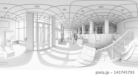 spherical panorama of the interior, 3D illustration 143745793