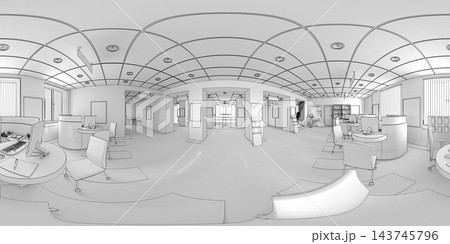 spherical panorama of the interior, 3D illustration 143745796
