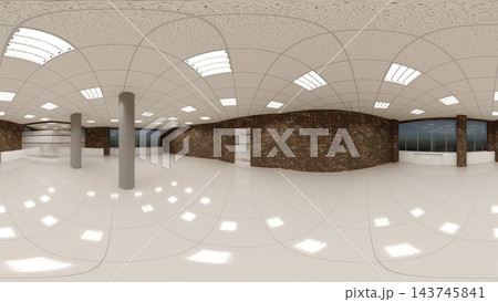 spherical panorama of the interior, 3D illustration spherical panorama of the interior, 3D illustration 143745841