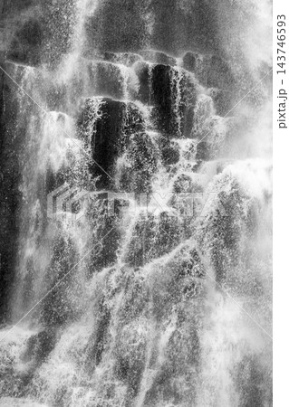 Abstract waterfall spray and basalt texture at Studlafoss in East Iceland 143746593