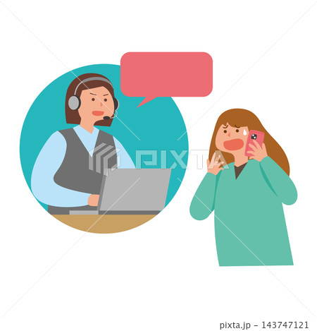 焦る女性と担当オペレーター 焦る女性と担当オペレーター 143747121