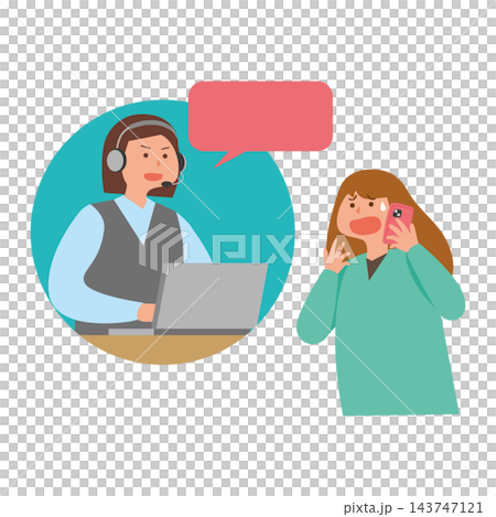 焦る女性と担当オペレーター 焦る女性と担当オペレーター 143747121