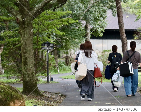 荷物を持って部屋付きキャンプのコテージへ向かう旅行客の後ろ姿|キャンプ場の集客・旅行特集・販促に 荷物を持って部屋付きキャンプのコテージへ向かう旅行客の後ろ姿|キャンプ場の集客・旅行特集・販促に 143747336
