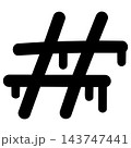Black hashtag symbol with dripping paint effect design on white 143747441