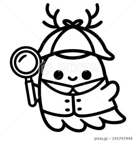 Cute detective ghost halloween characters happy icon Cute detective ghost halloween characters happy icon 143747444