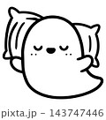 Cute sleeping ghost pillow halloween cartoon character illustration 143747446