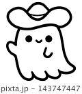 Cute halloween ghost characters sketch showing happy cowboy spook 143747447