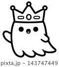 Cute happy ghost wearing crown Halloween line art illustration 143747449