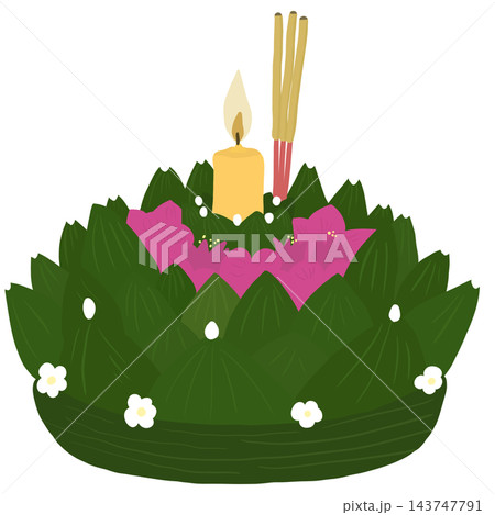 Floating basket from banana leaf for Loy Krathong festival in Thailand. Floating basket from banana leaf for Loy Krathong festival in Thailand. 143747791