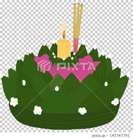 Floating basket from banana leaf for Loy Krathong festival in Thailand. Floating basket from banana leaf for Loy Krathong festival in Thailand. 143747791